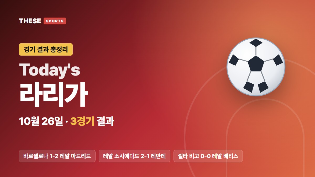 10월 26일 라리가 경기 결과 Today's 라리가 썸네일
