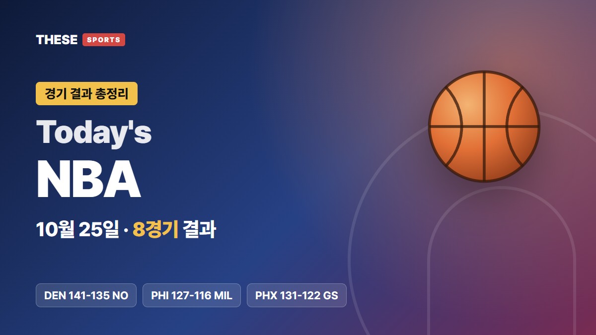 10월 25일 NBA 경기 결과 Today's NBA 썸네일