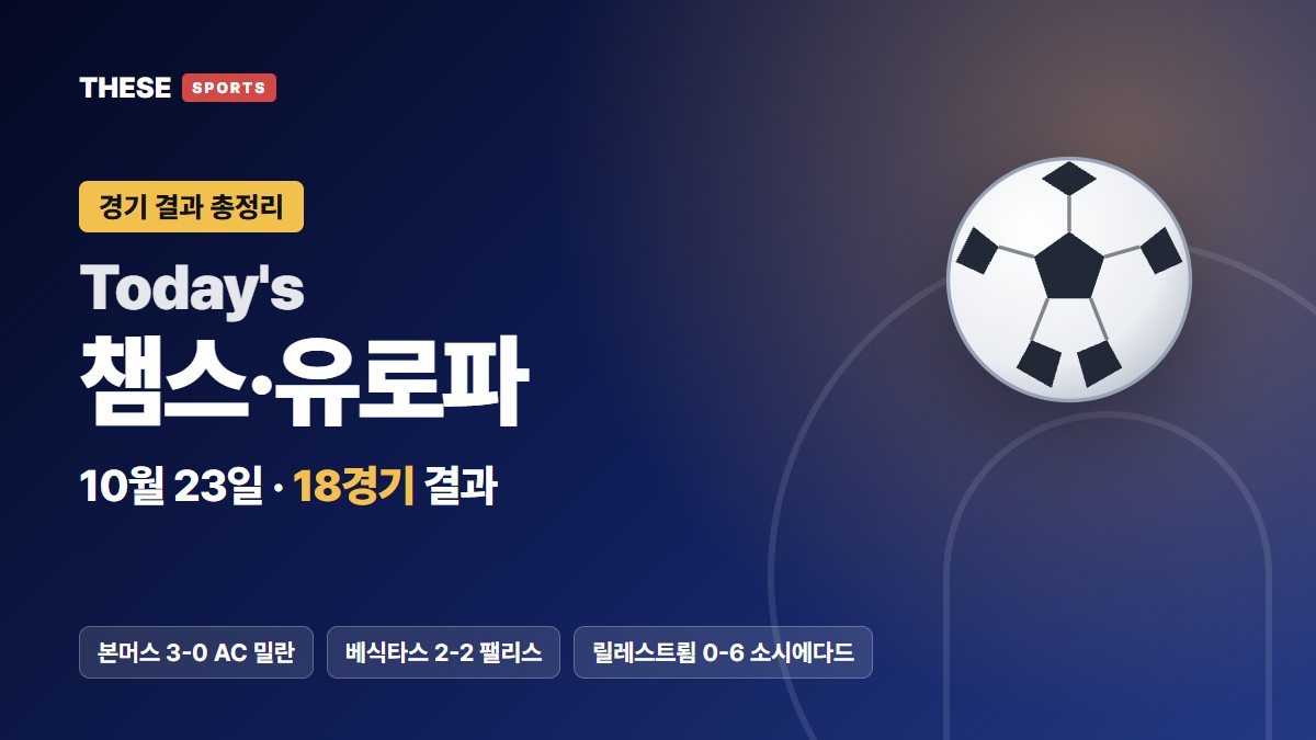 10월 23일 챔스·유로파 경기 결과 Today's 챔스·유로파 썸네일